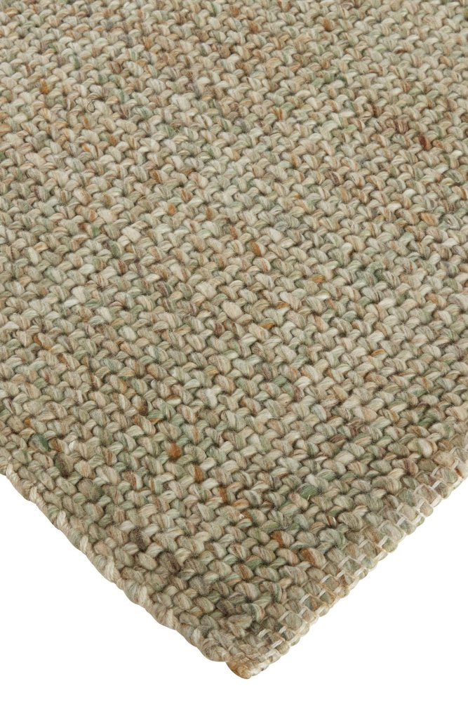 5' X 8' Tan And Green Hand Woven Area Rug
