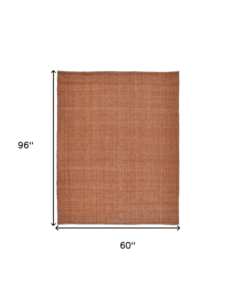 8' X 10' Orange Hand Woven Area Rug