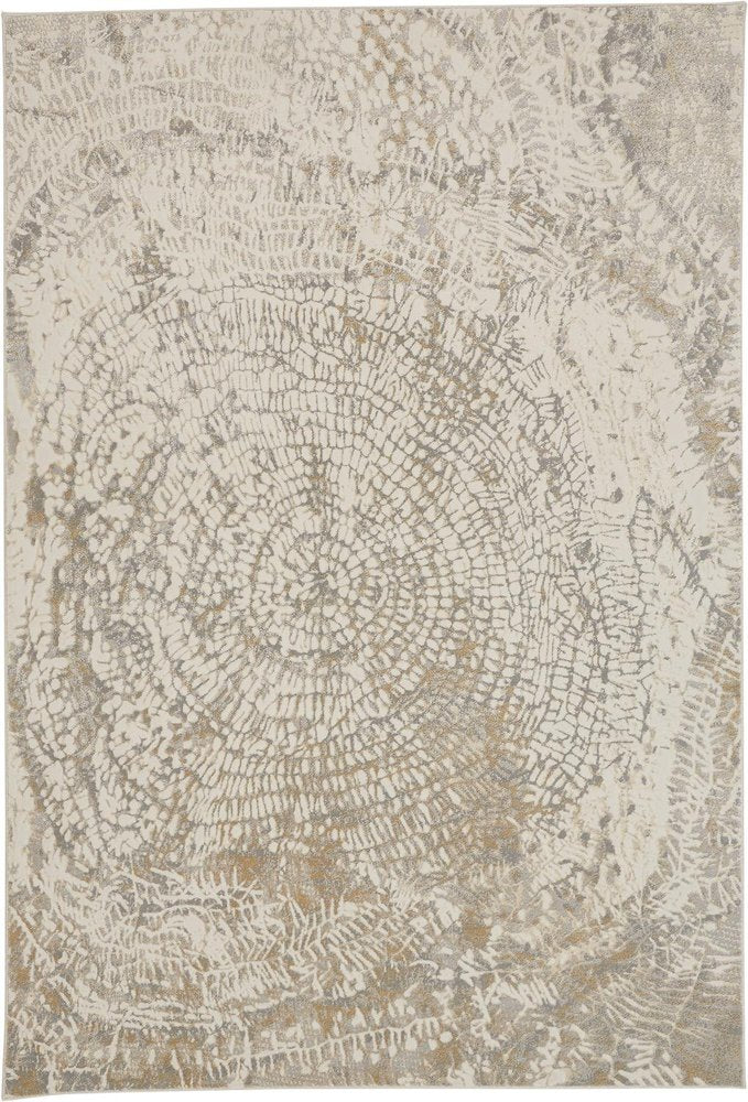 9' X 12' Gray Ivory And Tan Abstract Area Rug