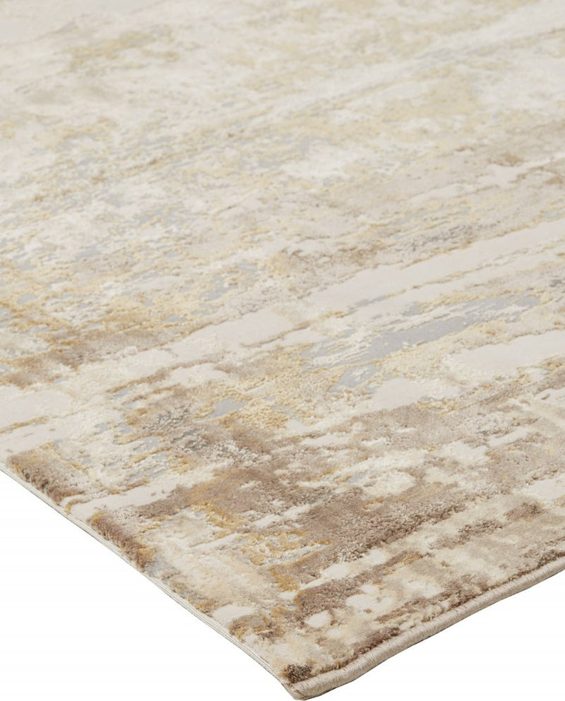 9' X 12' Tan Ivory And Gray Abstract Area Rug