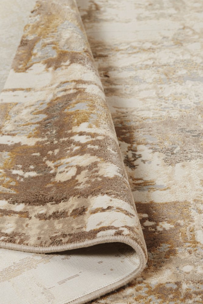 9' X 12' Tan Ivory And Gray Abstract Area Rug