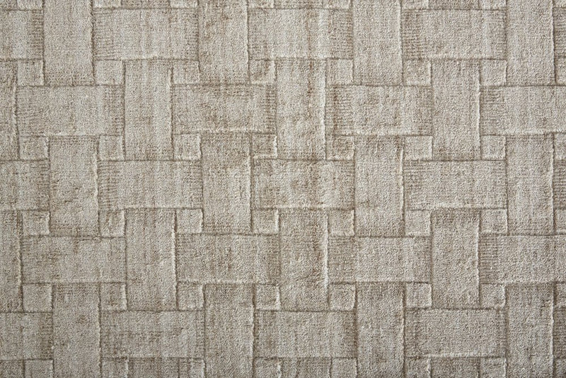 10' X 14' Ivory And Brown Striped Hand Woven Area Rug