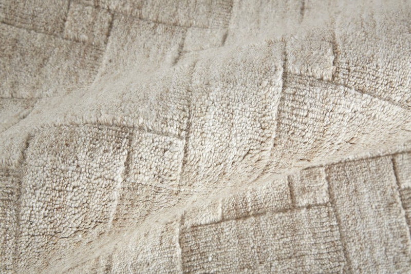 10' X 14' Ivory And Brown Striped Hand Woven Area Rug