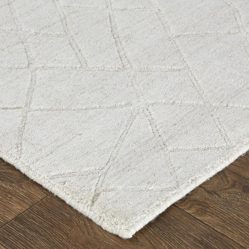 9' X 12' Ivory And Gray Striped Hand Woven Area Rug