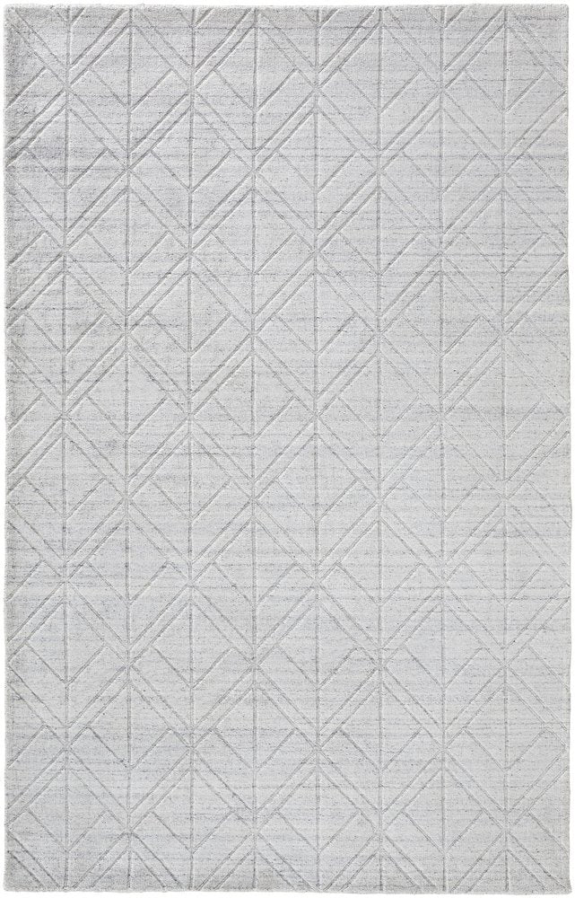 4' X 6' White and Silver Geometric Hand Woven Area Rug