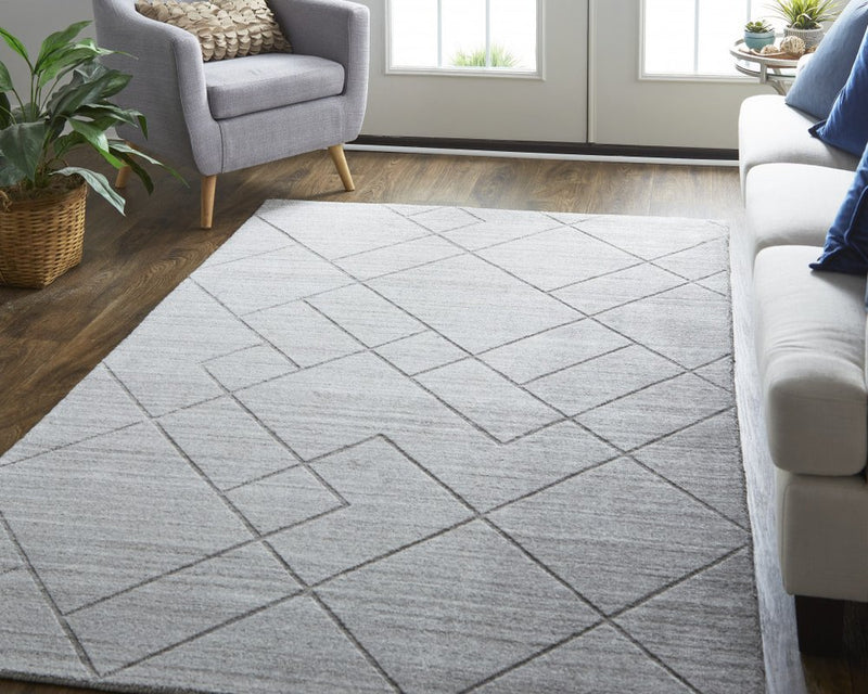 4' X 6' Gray And Silver Striped Hand Woven Area Rug