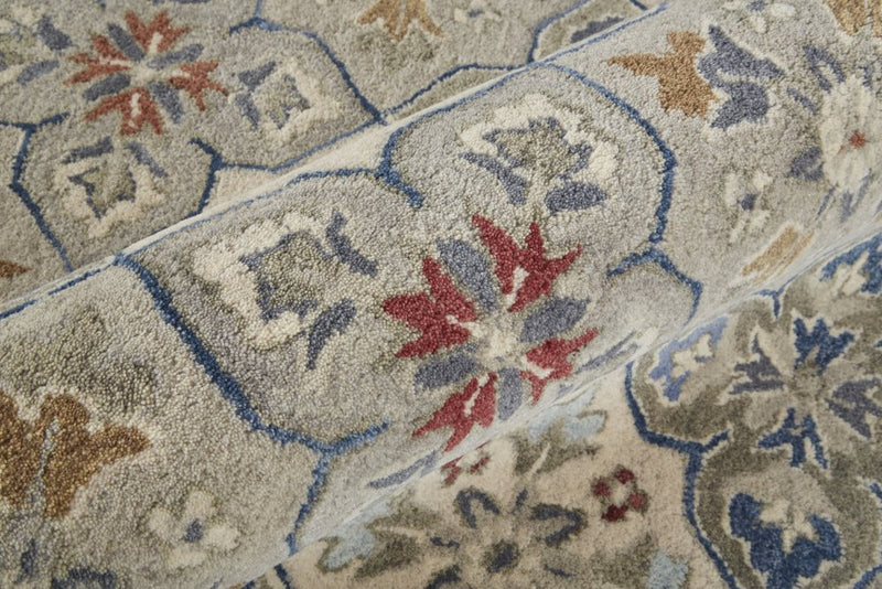 4' X 6' Taupe and Ivory Wool Patchwork Hand Tufted Area Rug