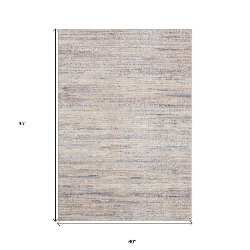 8' X 10' Beige And Gray Abstract Stripes Area Rug