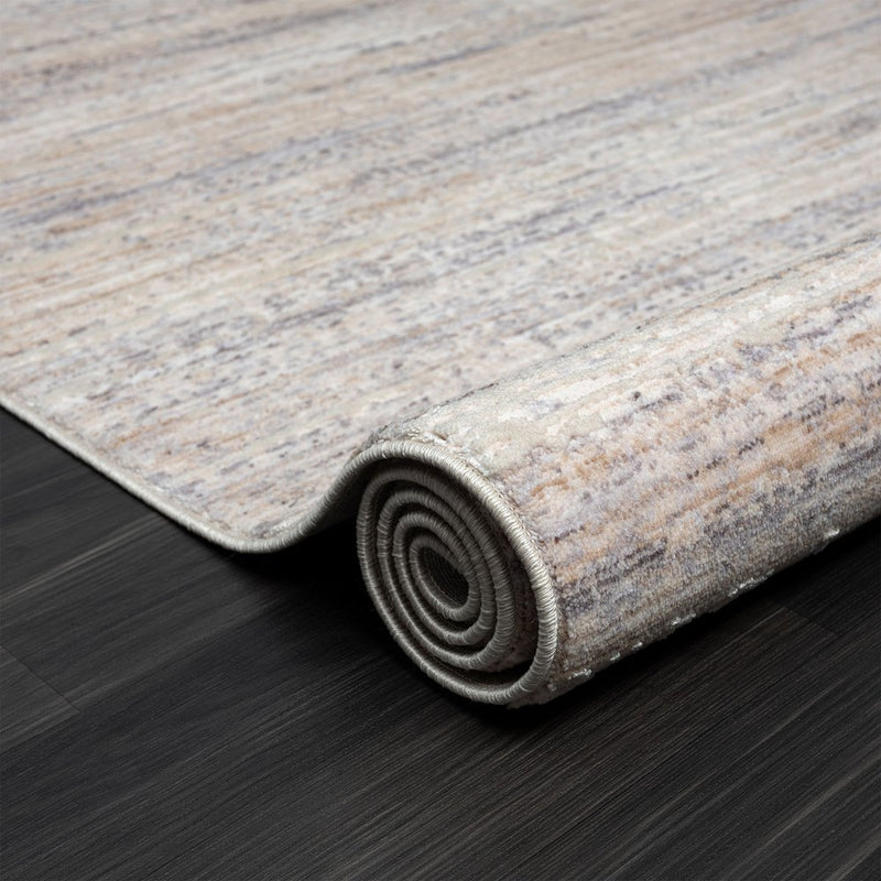 8' X 10' Beige And Gray Abstract Stripes Area Rug