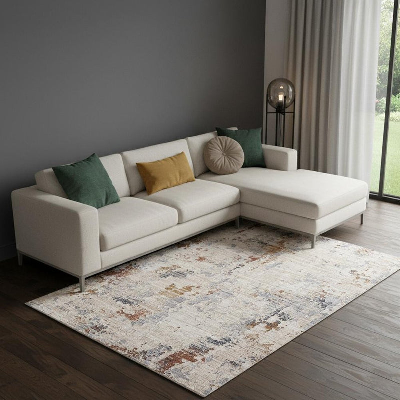 5' X 8' Beige Abstract Area Rug