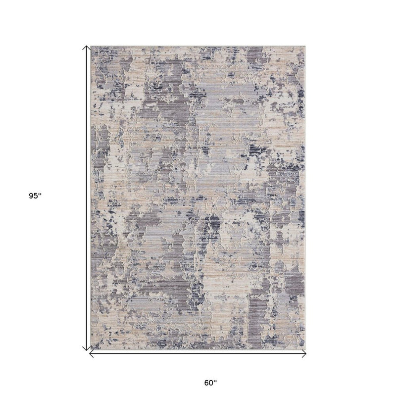 5' X 8' Gray Abstract Area Rug