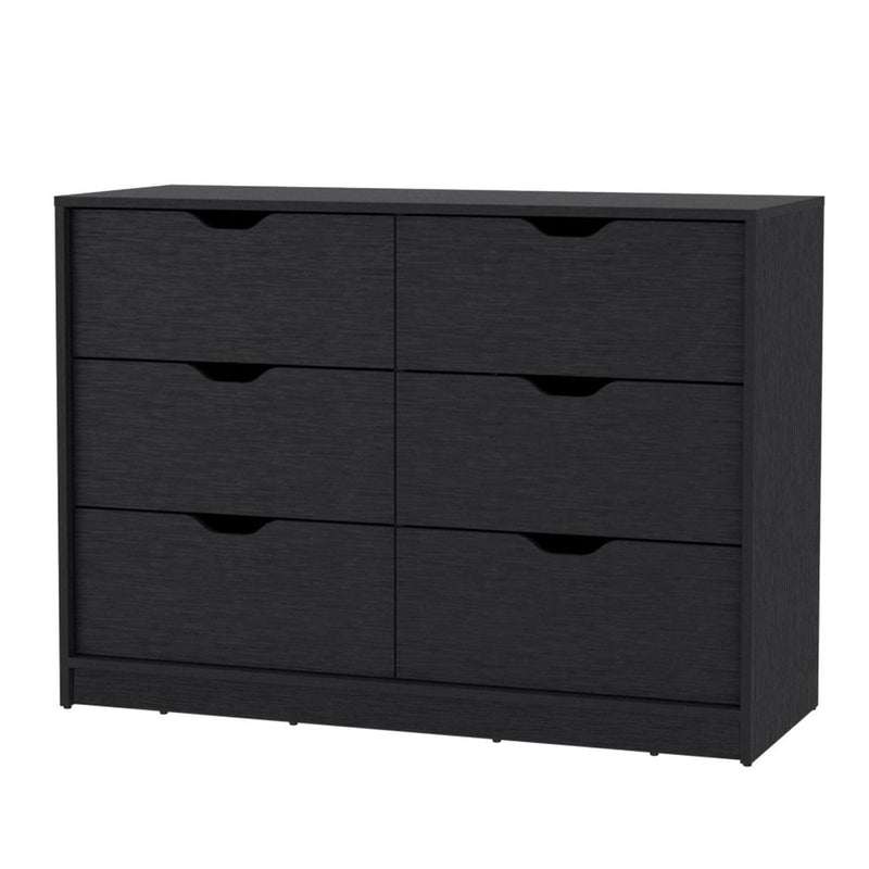 31" Black Wood Two Door Four Drawer Combo Dresser