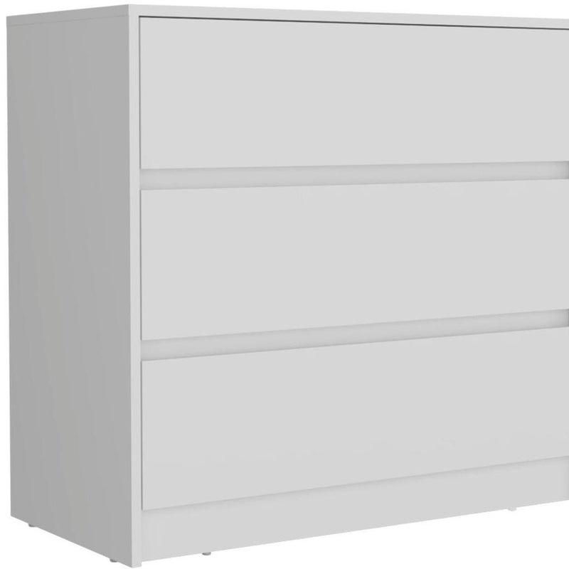 33" White Wood Three Drawer Dresser