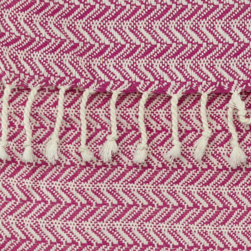 50" X 60" Hot Pink Cotton Woven Chevron Throw Blanket with Fringe