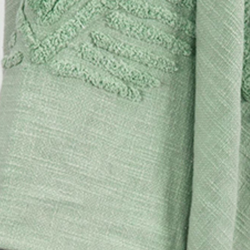 50" X 60" Green Cotton Woven Ikat Throw Blanket with Tassels