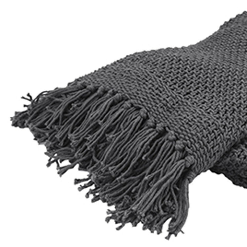 50" X 60" Gray Cotton Woven Throw Blanket