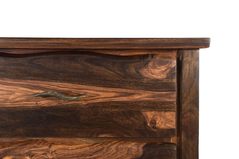 60" Dark Brown Live Edge Solid Wood Six Drawer Double Dresser