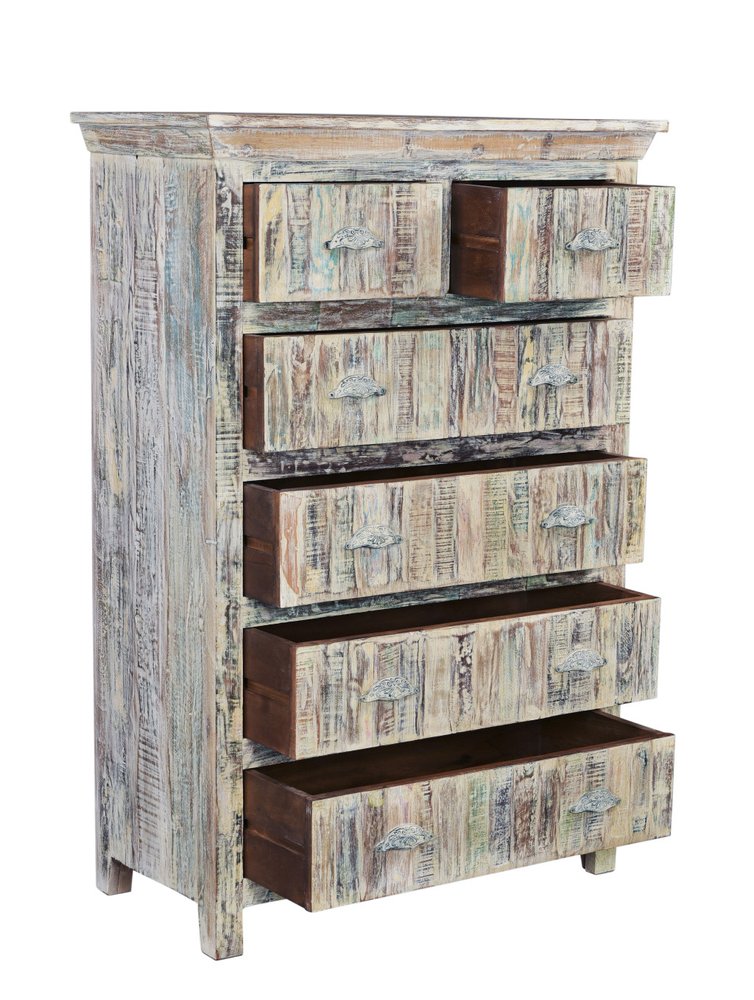36" White Solid Wood Six Drawer Dresser