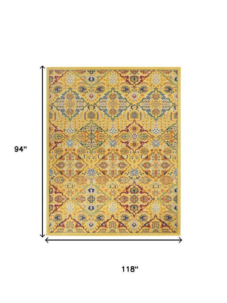 5' X 7' Yellow Floral Power Loom Area Rug