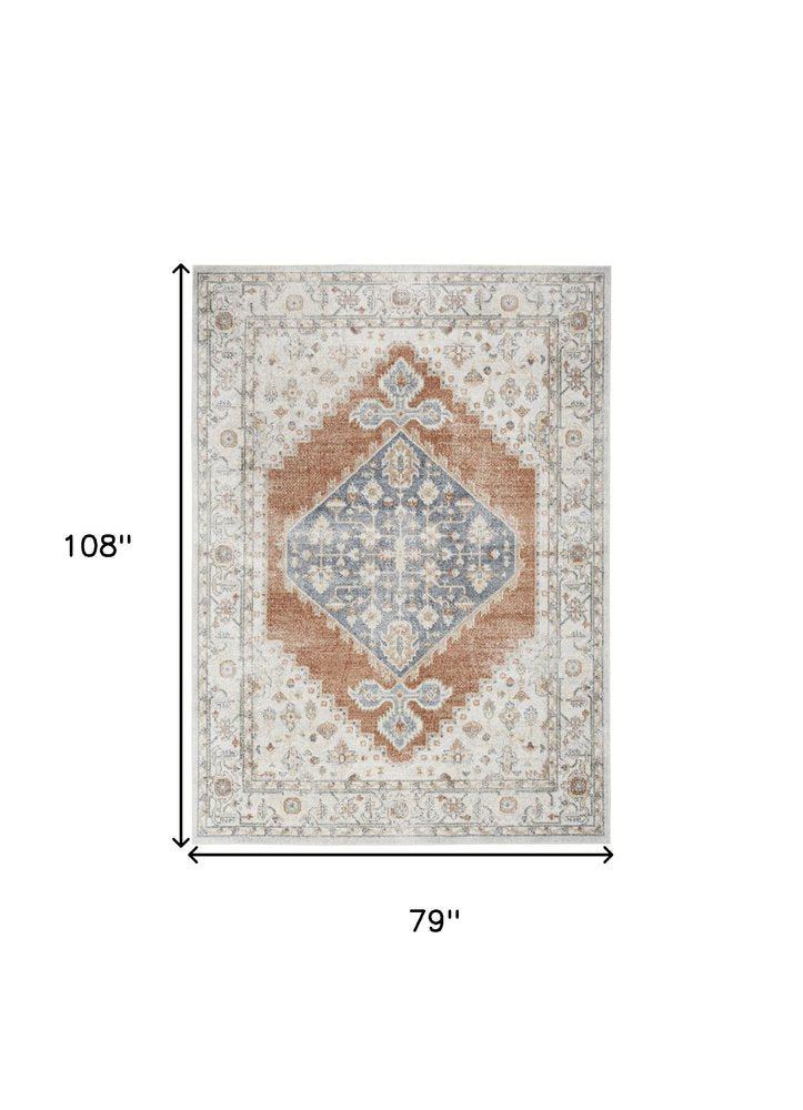 9' X 12' Gray Oriental Power Loom Distressed Area Rug