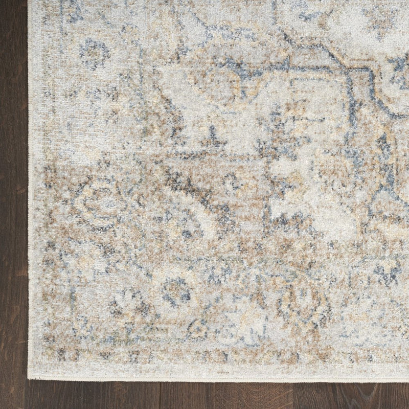 8' Gray And Ivory Oriental Washable Runner Rug
