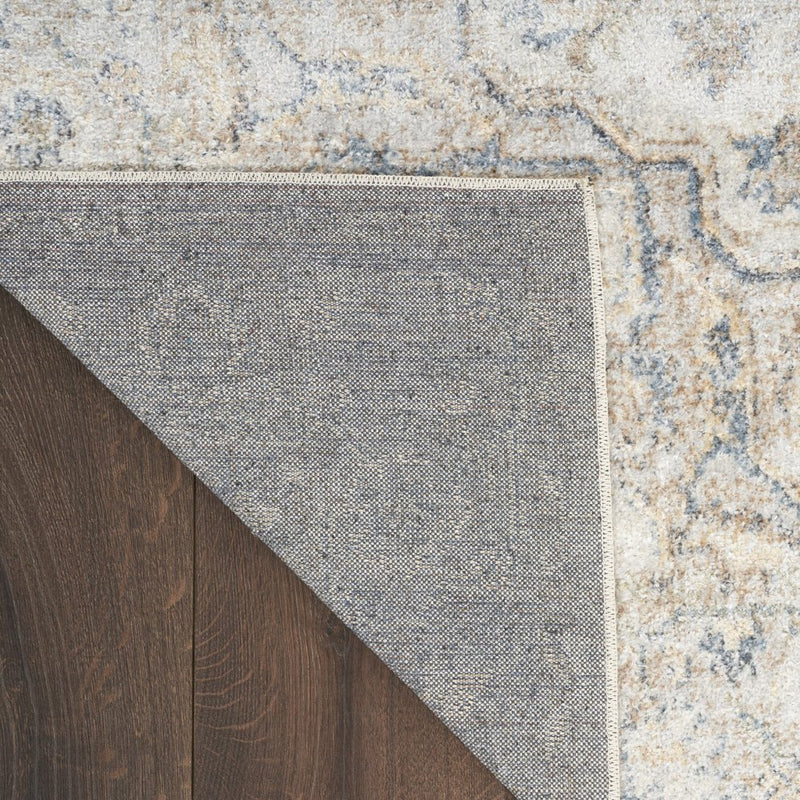 8' Gray And Ivory Oriental Washable Runner Rug