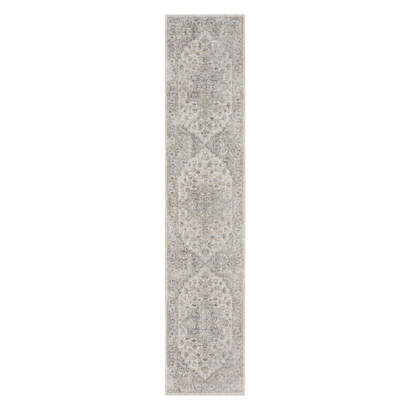 10' Silver Oriental Power Loom Washable Runner Rug