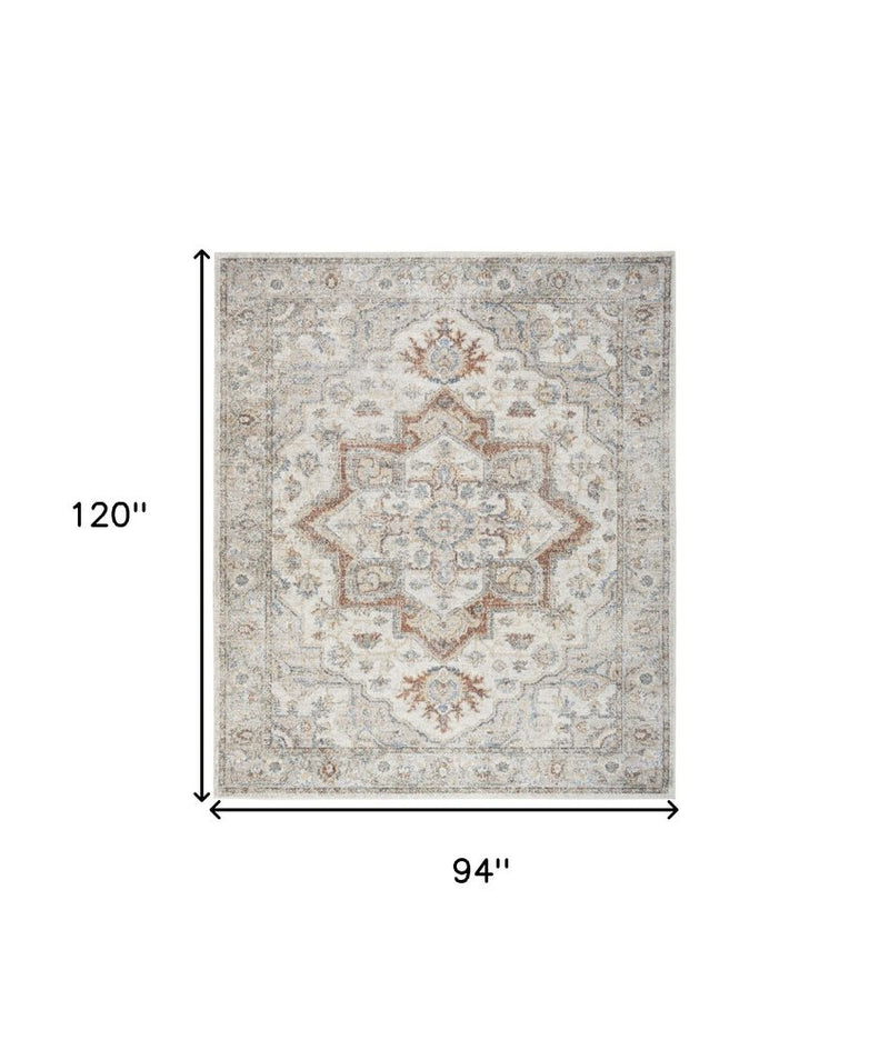 9' X 12' Gray Oriental Power Loom Area Rug