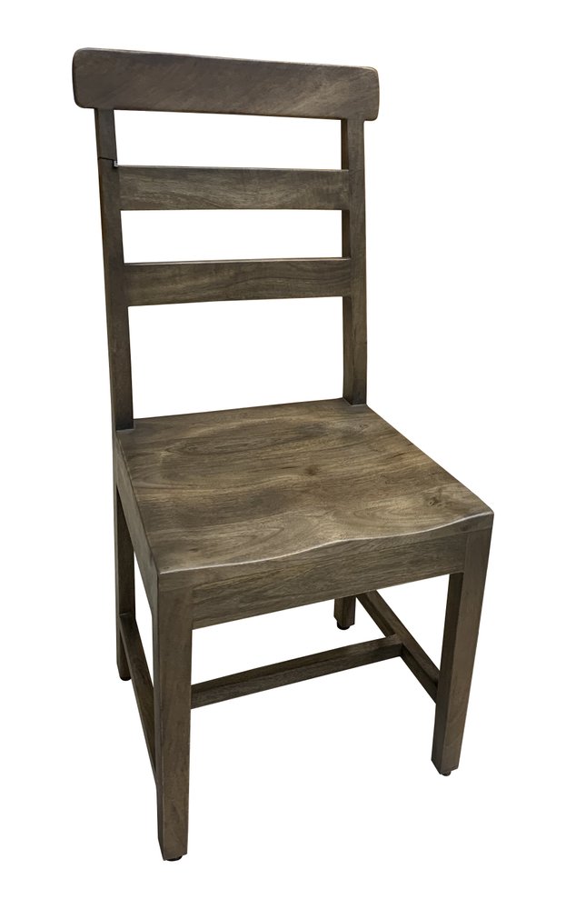 Set of Two Dark Brown Wood Ladder Back Dining Side Chairs