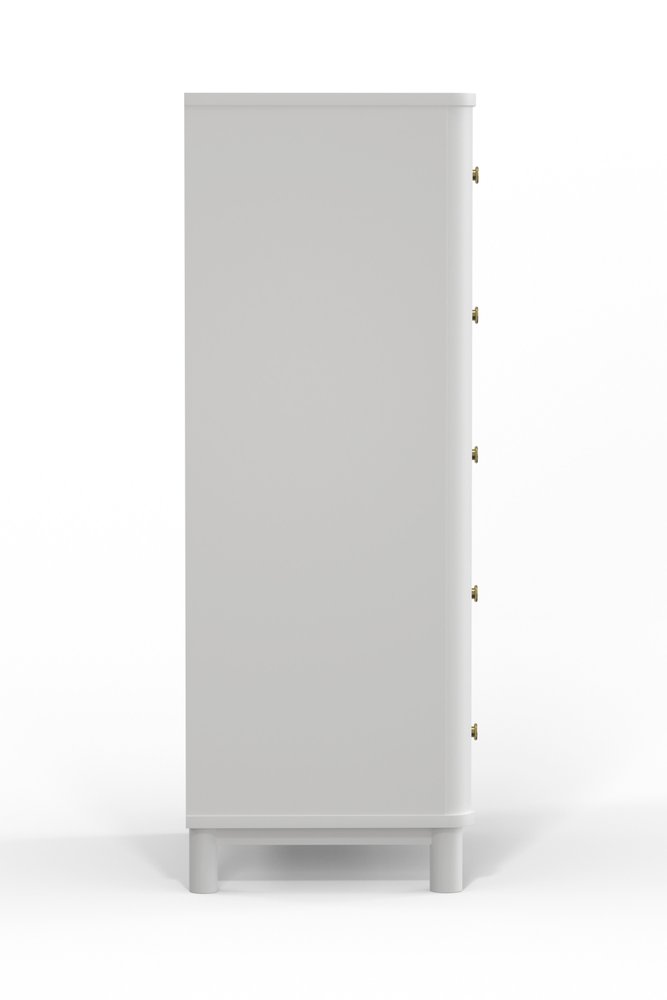28" White Ribbed Texture Solid Wood Five Drawer Dresser