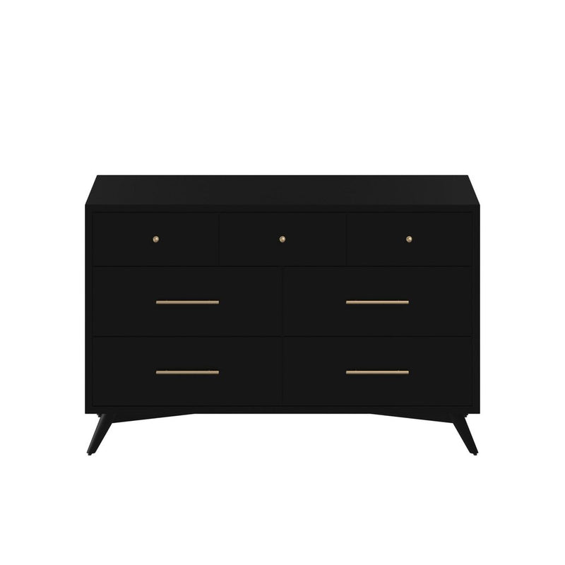 56" Brown Solid Wood Seven Drawer Double Dresser