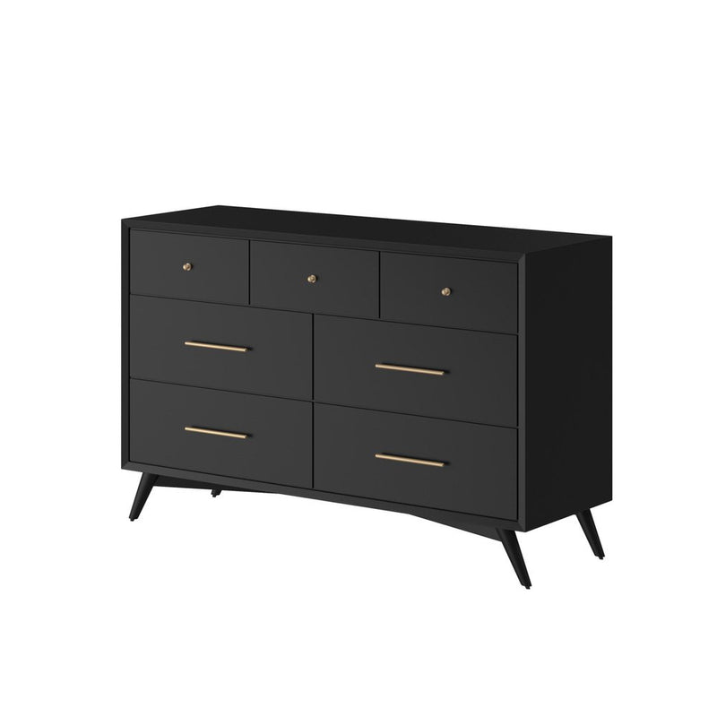 56" Brown Solid Wood Seven Drawer Double Dresser