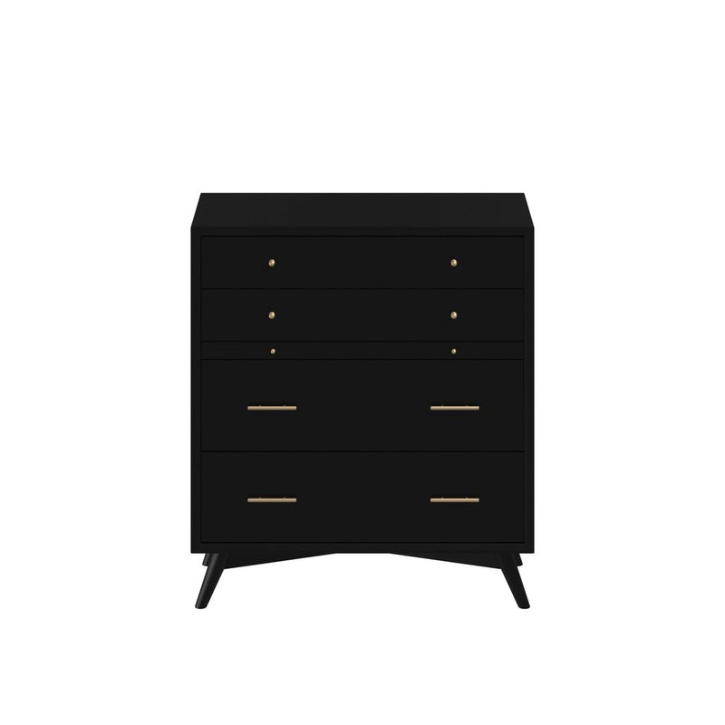 38" Walnut Solid Wood Four Drawer Dresser
