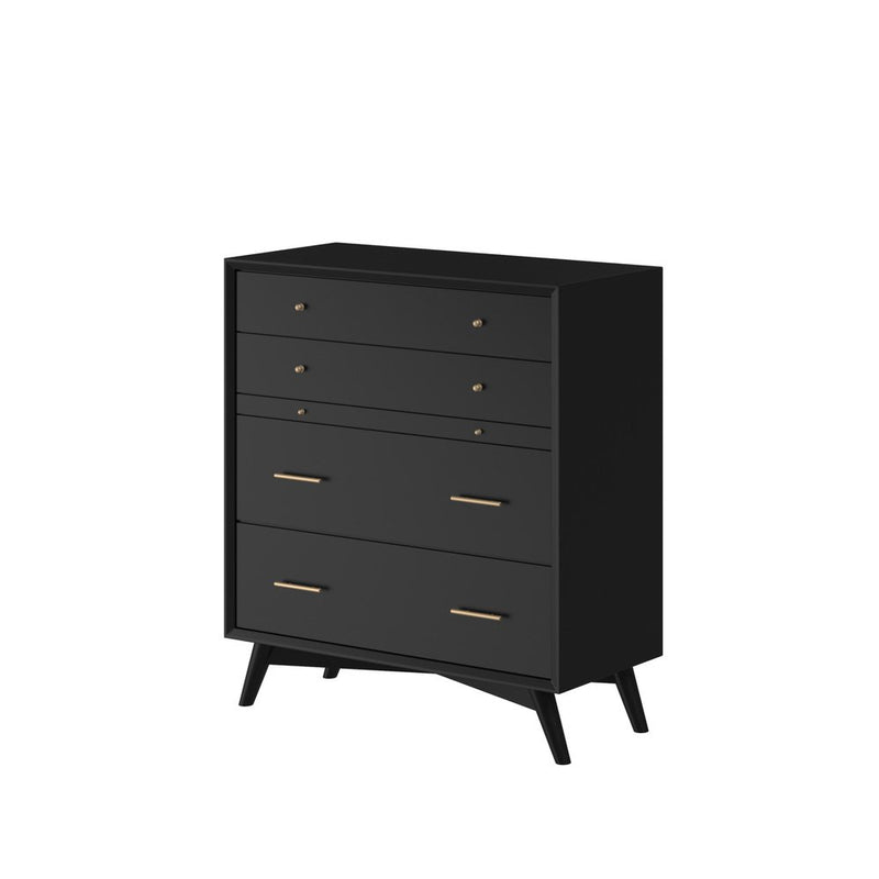 38" Walnut Solid Wood Four Drawer Dresser