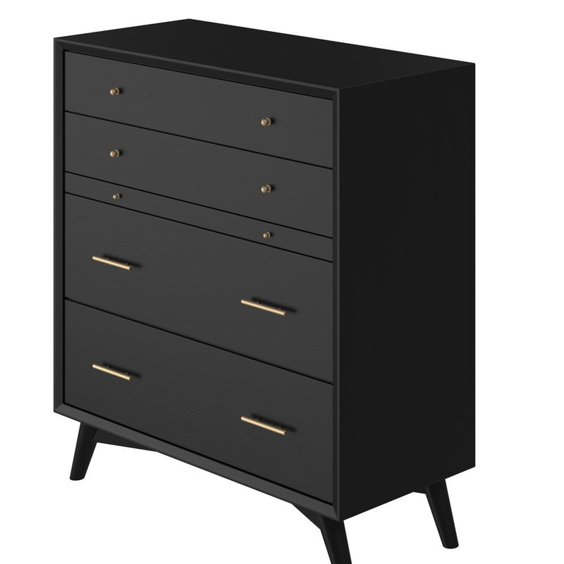 38" Walnut Solid Wood Four Drawer Dresser