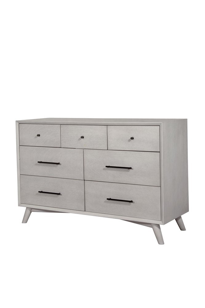 56" Brown Solid Wood Seven Drawer Double Dresser