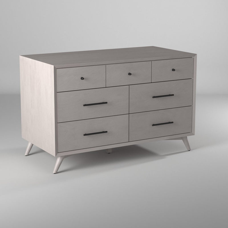 56" Brown Solid Wood Seven Drawer Double Dresser