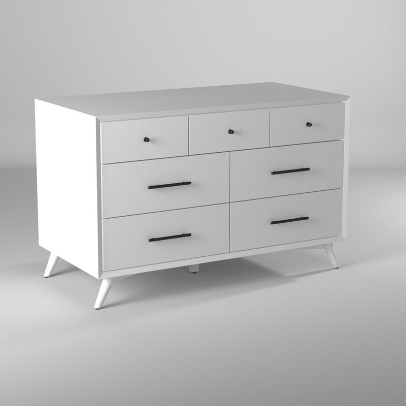 56" Brown Solid Wood Seven Drawer Double Dresser