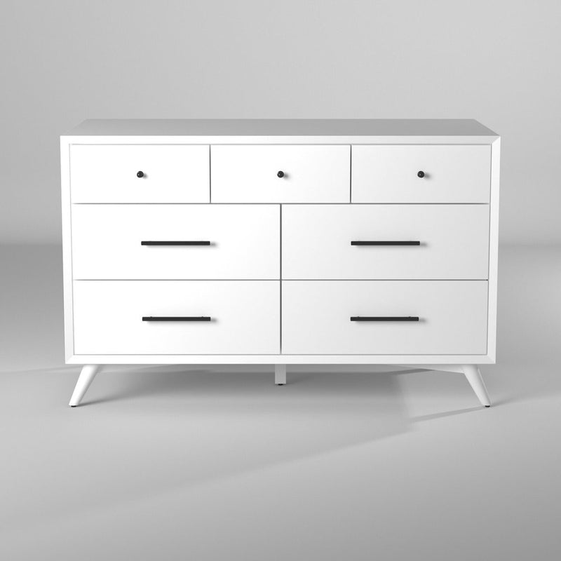 56" Brown Solid Wood Seven Drawer Double Dresser