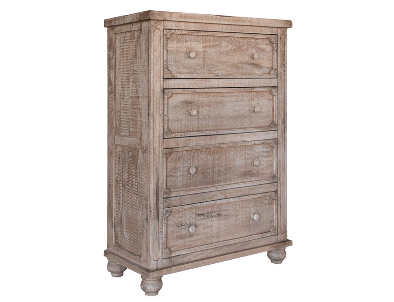 37" Antiqued White Solid Wood Four Drawer Dresser