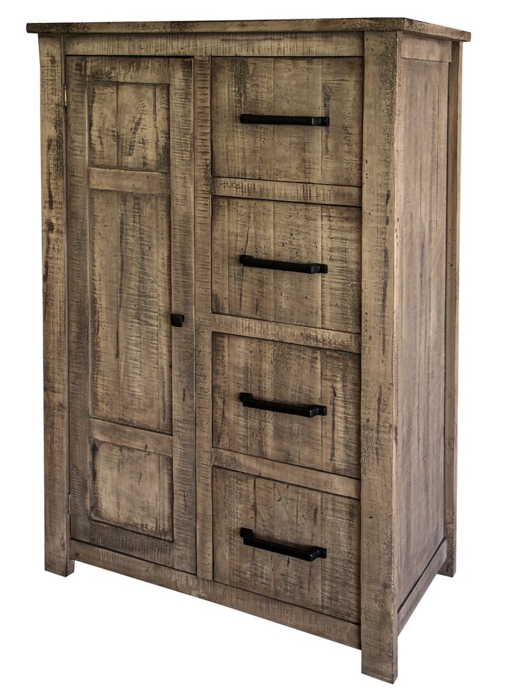 54" Brown Solid Wood Two Door Four Drawer Combo Dresser