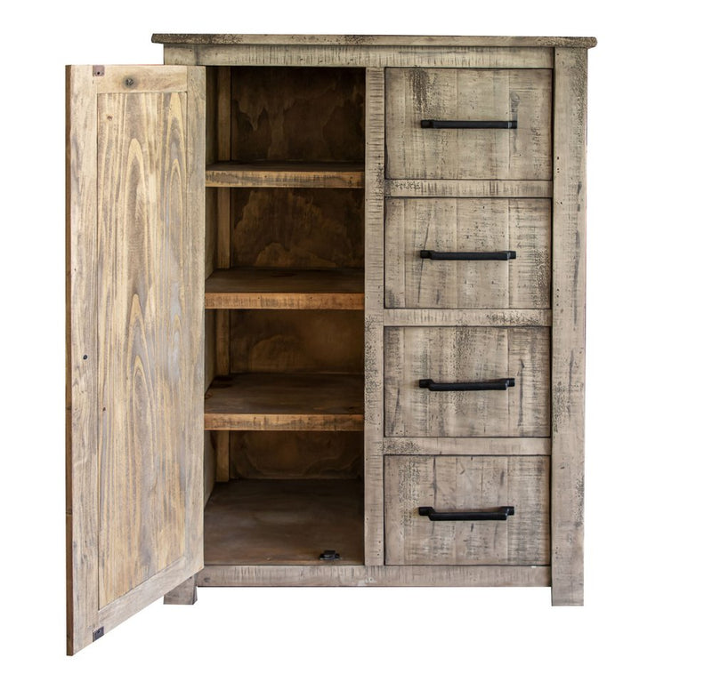 54" Brown Solid Wood Four Drawer Combo Dresser