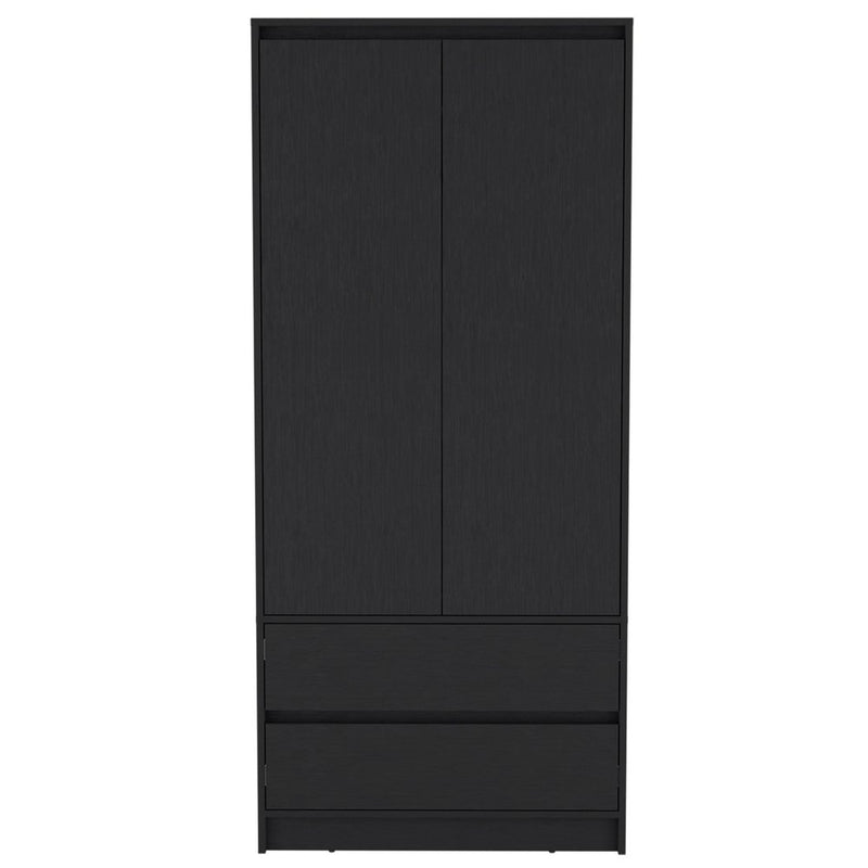 71" Black Wood Two Door Two Drawer Combo Dresser