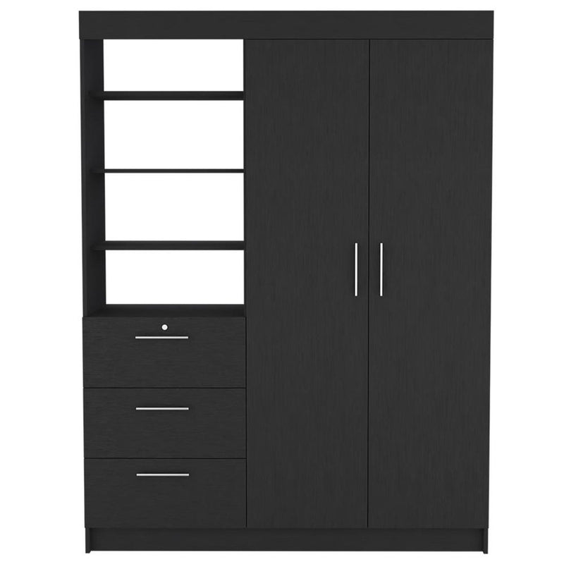 79" White Wood Two Door Three Drawer Combo Dresser