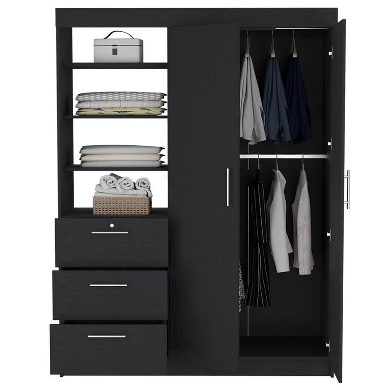 79" White Wood Two Door Three Drawer Combo Dresser
