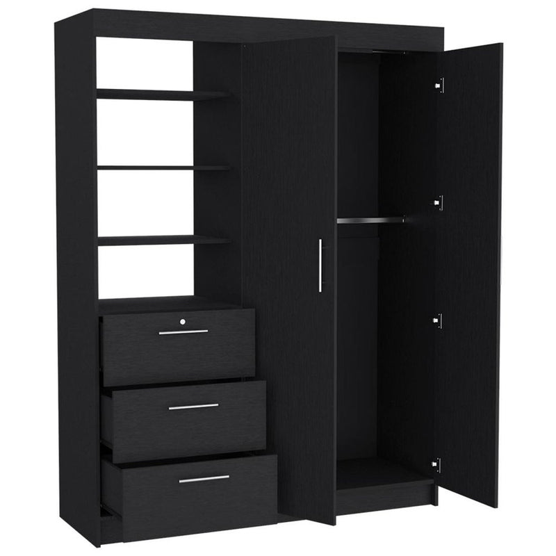 79" White Wood Two Door Three Drawer Combo Dresser