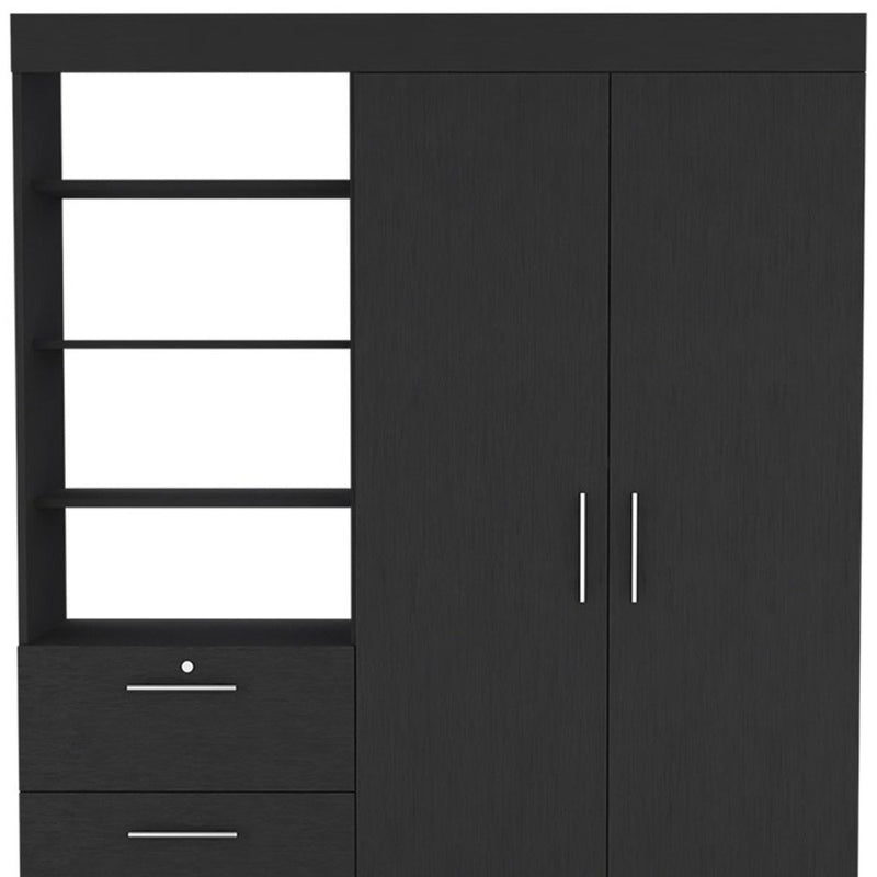 79" White Wood Two Door Three Drawer Combo Dresser
