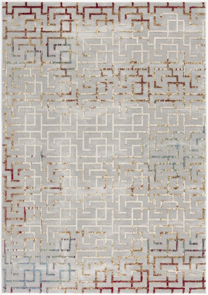 2' X 3' Gray and Ivory Geometric Washable Non Skid Area Rug