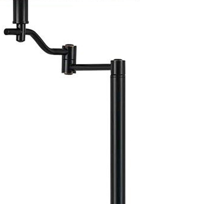 60" Bronze Swing Arm Floor Lamp With Beige Fabric Empire Shade