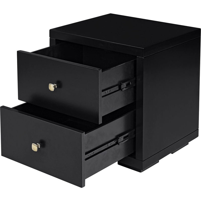 19" Black Solid and Manufactured Wood Two Drawer Nightstand